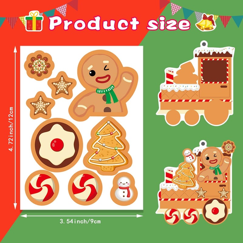 OTAITY Christmas Gingerbread Man Craft Kit for Kids, Make a Gingerbread House Hanging Ornament Sticker Kit, Christmas Party Favor Home Classroom Activity(24 Sets) - Image 2